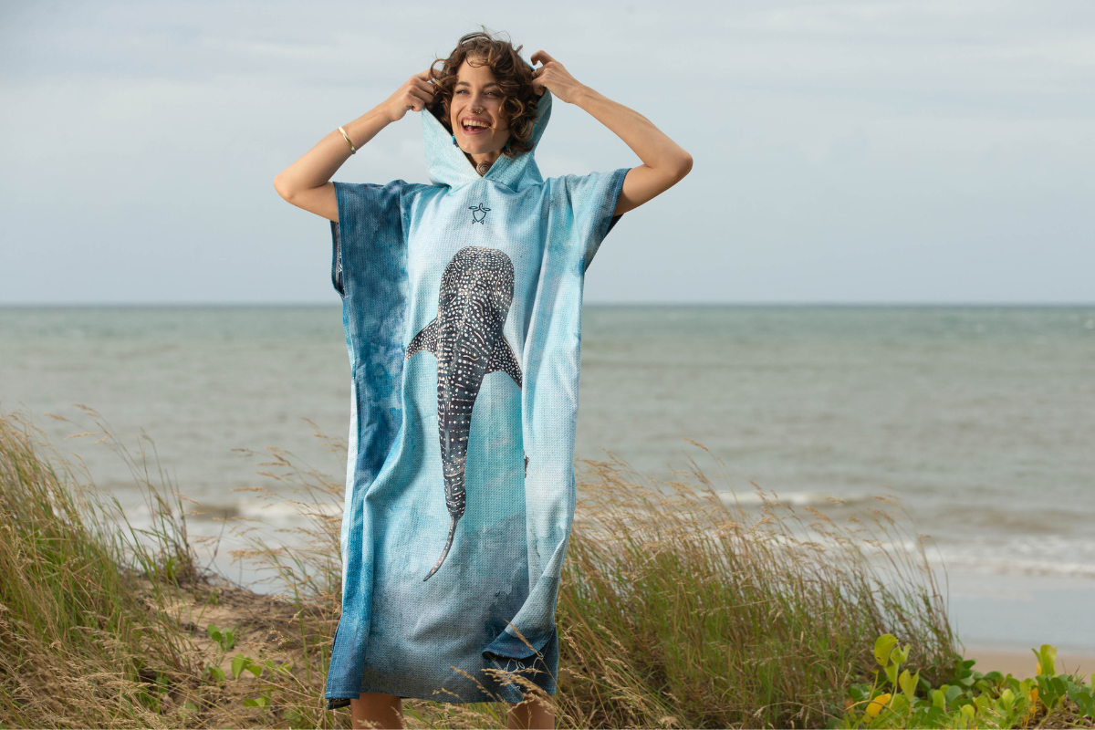 Adult changing hoodie towel with whale shark design
